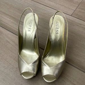 Guess slingbacks, 6 1/2, muted gold color